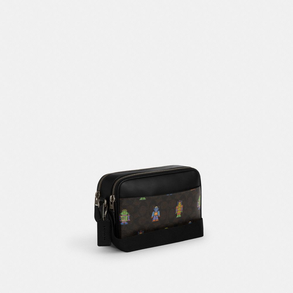 COACH®,Cosmic Coach Graham Crossbody Bag In Signature Canvas With Robot Print,,Angle View