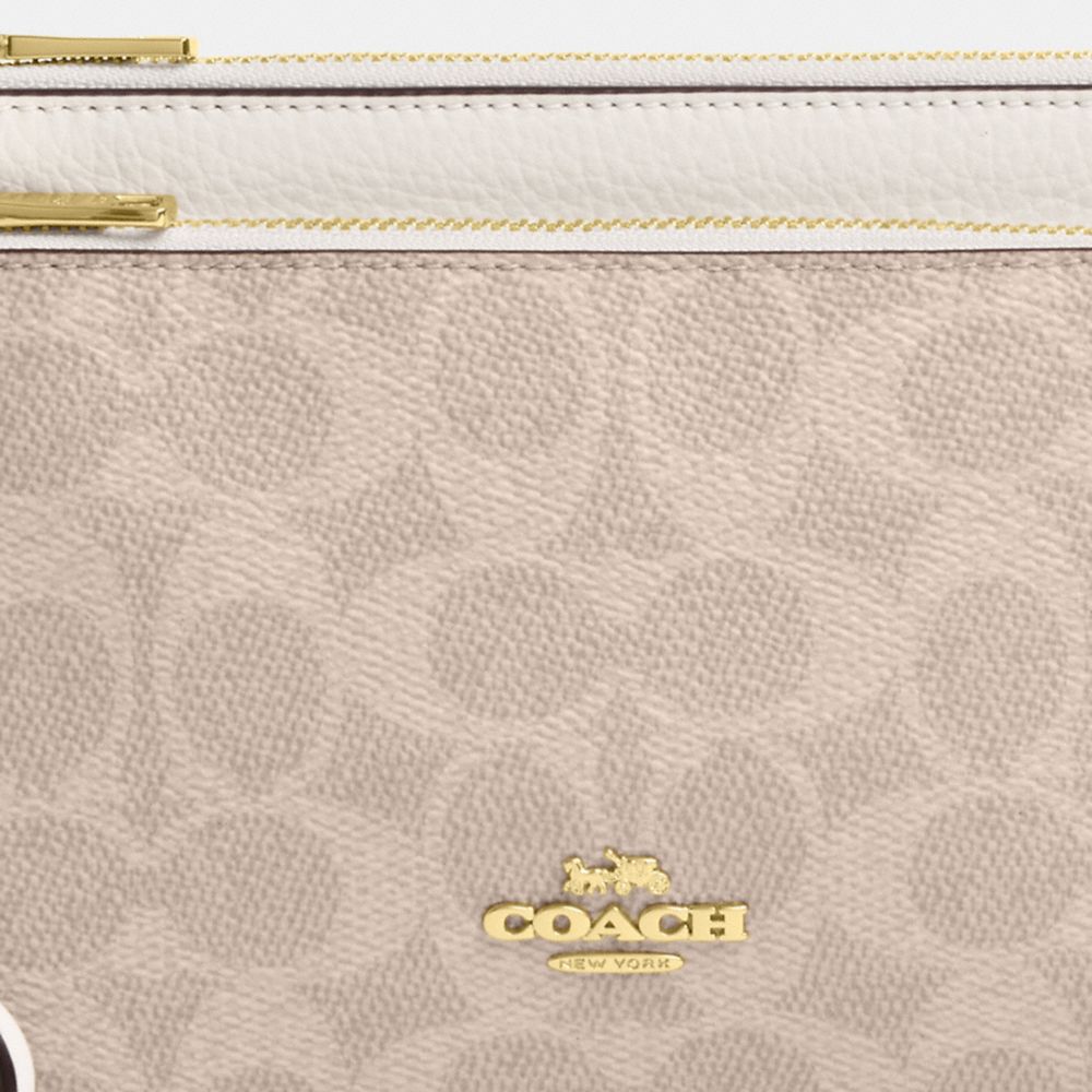 COACH®,Double Zip Wallet In Signature Canvas,Continental,Coin,Color Block,Casual,