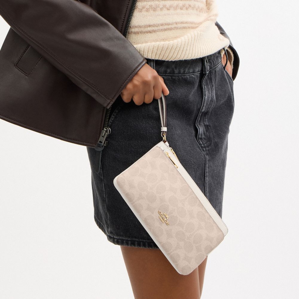 COACH®,Double Zip Wallet In Signature Canvas,Continental,Coin,Color Block,Casual,,Detail View