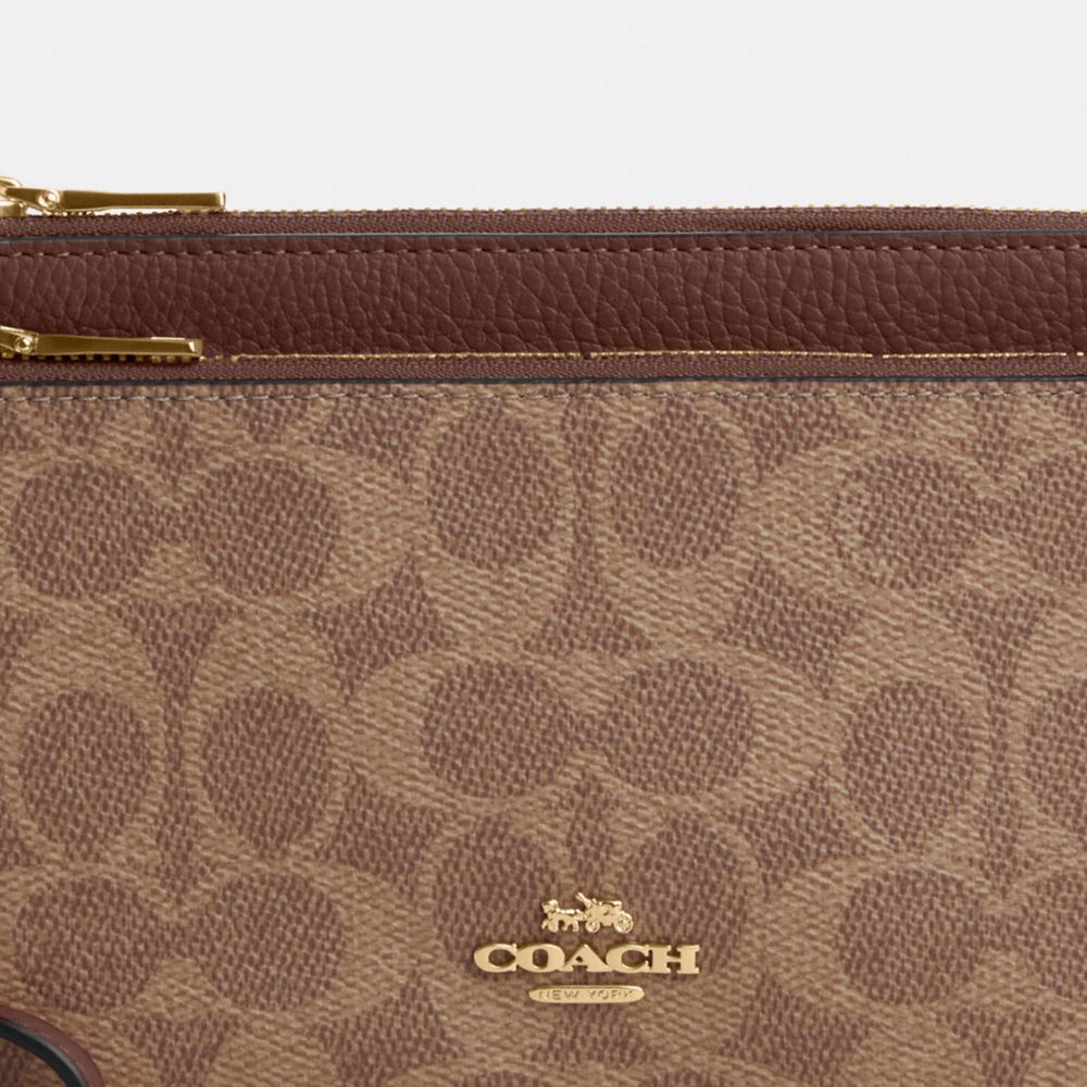 COACH®,Double Zip Wallet In Signature Canvas,Continental,Coin,Color Block,Casual,