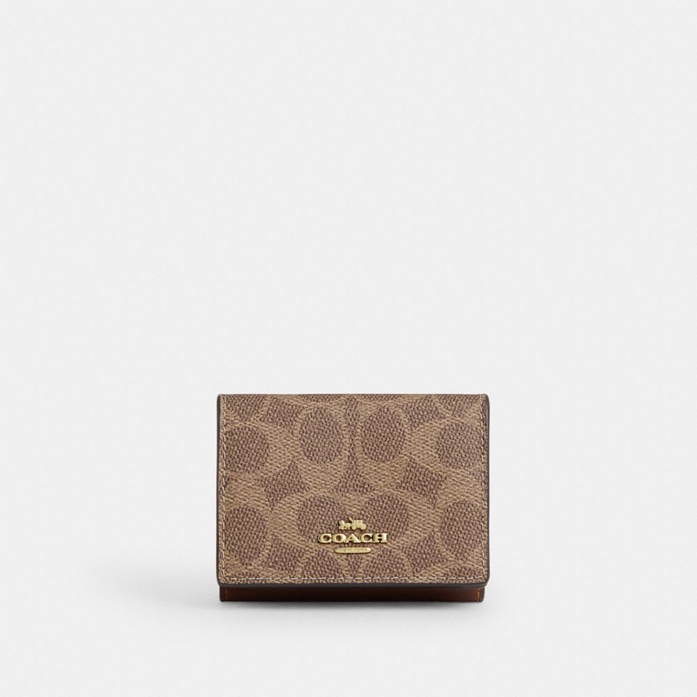 COACH®,オリガミ スモール トライフォールド ウォレット・シグネチャー キャンバス,ﾀﾝ/ﾌﾞﾗｳﾝ