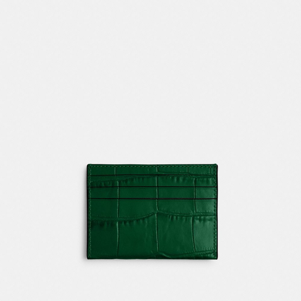 COACH®,Card Case,Leather,Card Case,Logo,Casual,Emerald,Back View