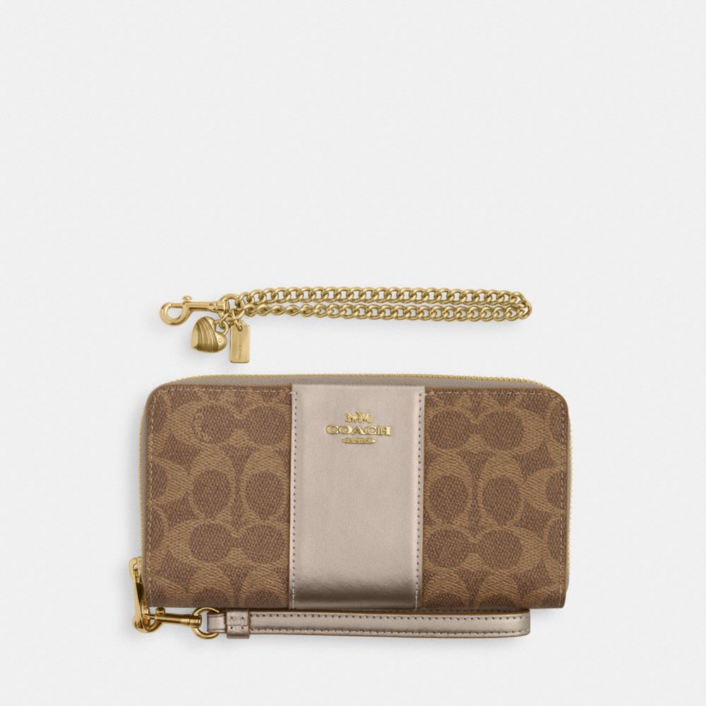 COACH®,Boxed Long Zip Around Wallet In Signature Canvas,,Front View