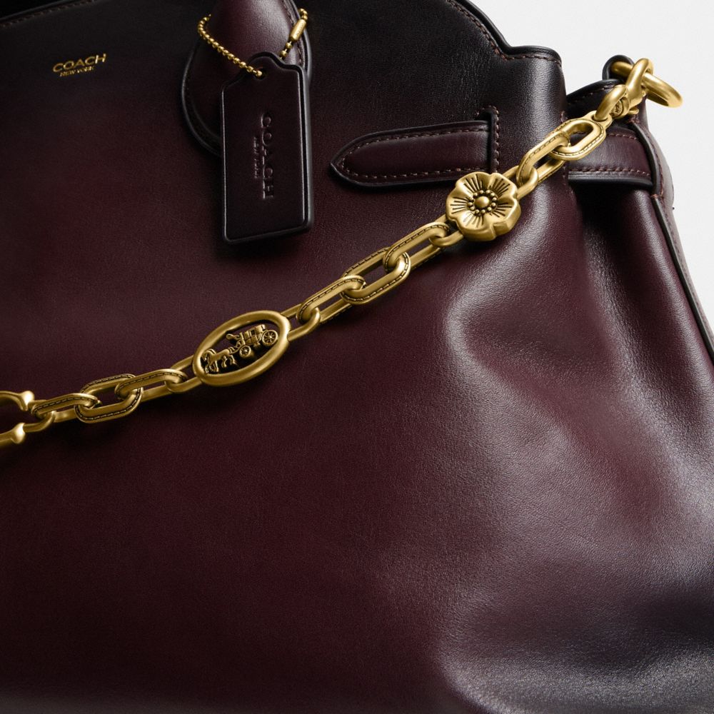 COACH®,Horse And Carriage Chain Strap,Faux Leather,Bag Straps,Metal Material,Logo,Floral Embellishment,Day Party,,Closer View