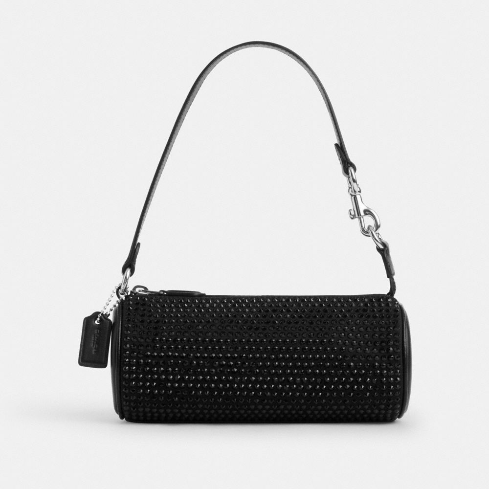 COACH®,SAC CYLINDRIQUE NOLITA,Cuir innovant,Argent/Noir,Front View