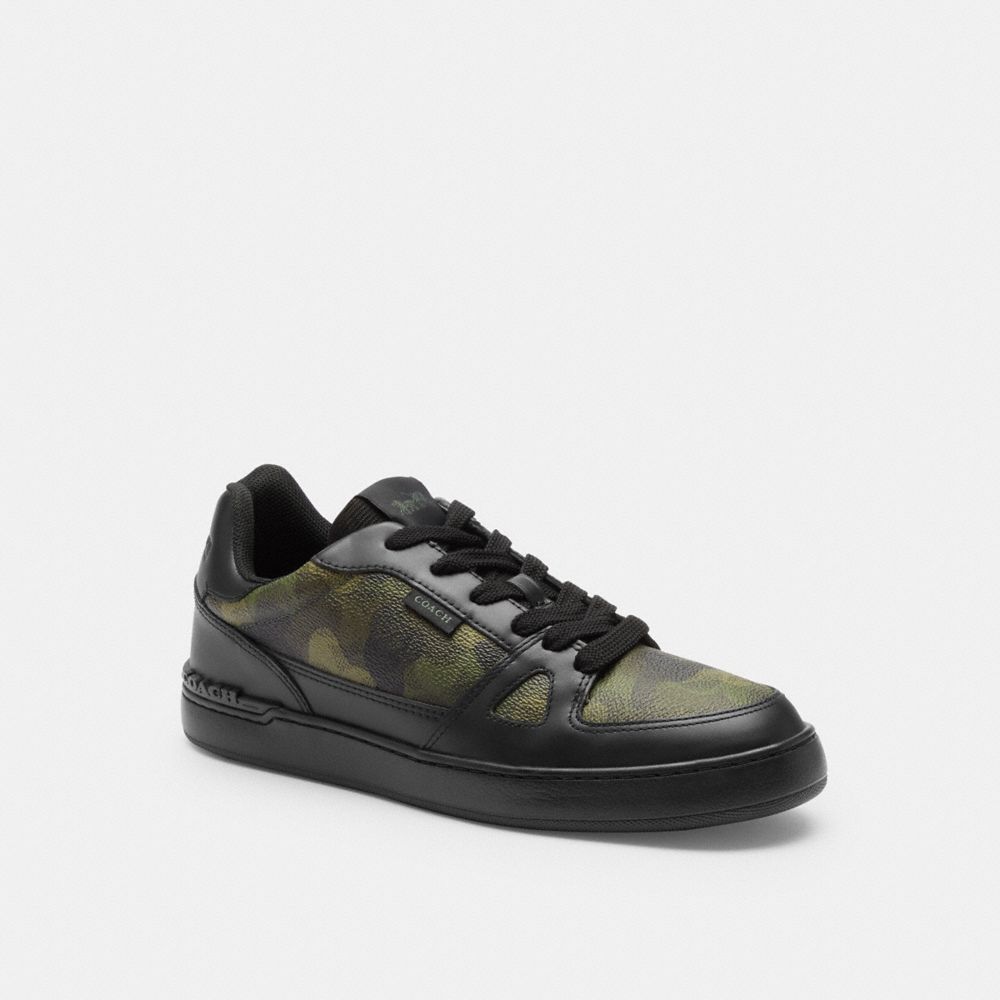 COACH®,Clip Court Sneaker With Camo Print,Multi Color,Front View