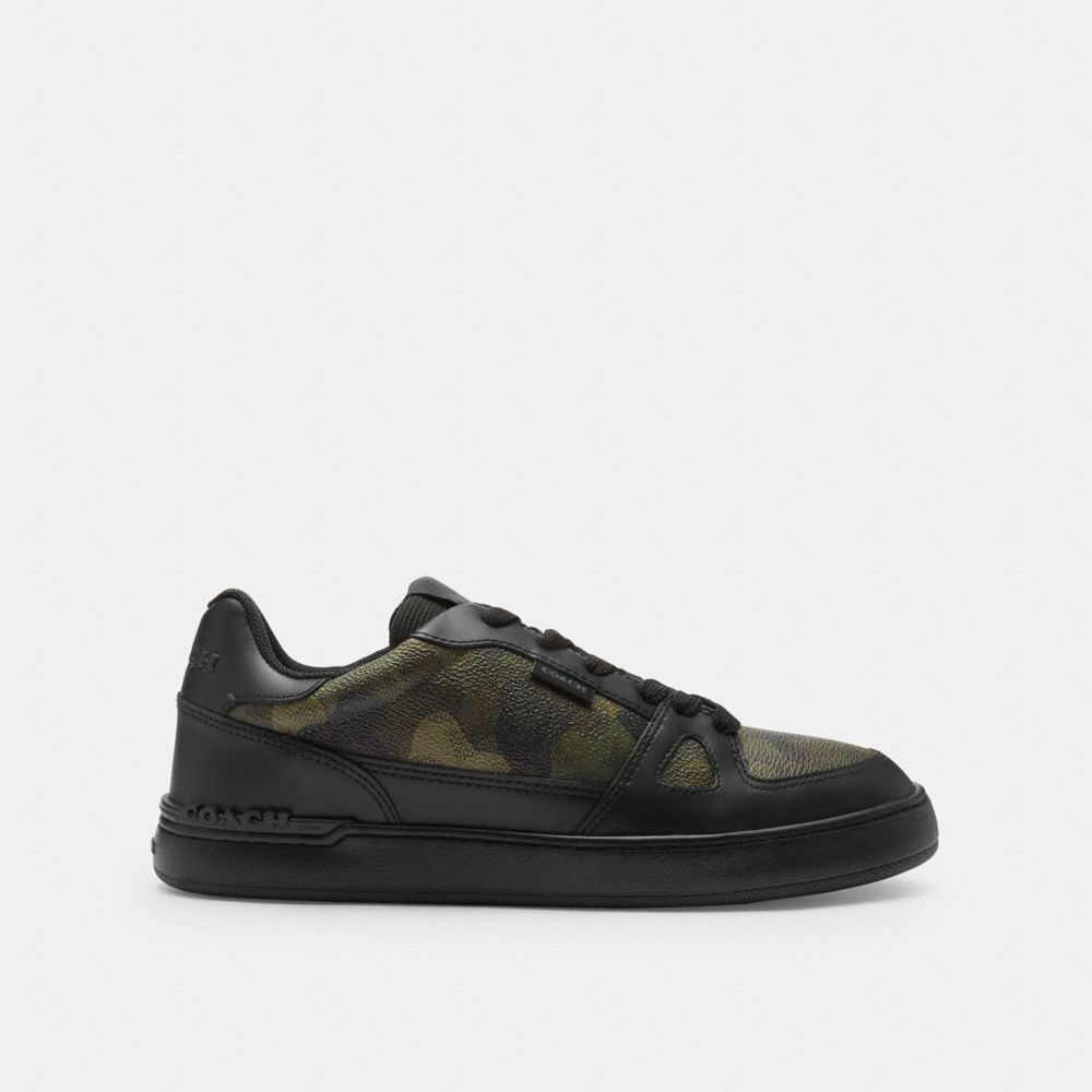 Camo Black Clip Court Sneaker With Camo Print