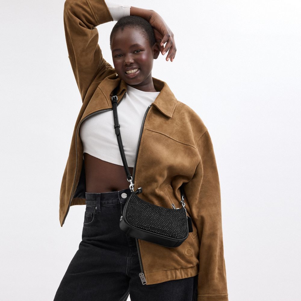 COACH®,Teri Mini Crossbody Bag,Shoulder Bag,Crystal,Embellished,Rhinestones,Casual,Black,Detail View