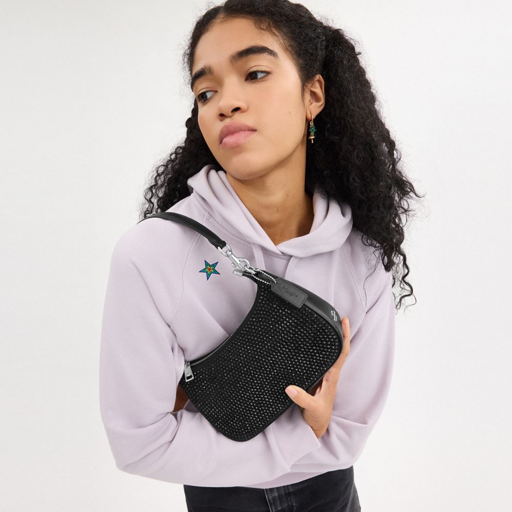 COACH®,Teri Shoulder Bag,Shoulder Bag,Crystal,Embellished,Rhinestones,Casual,Black,Detail View