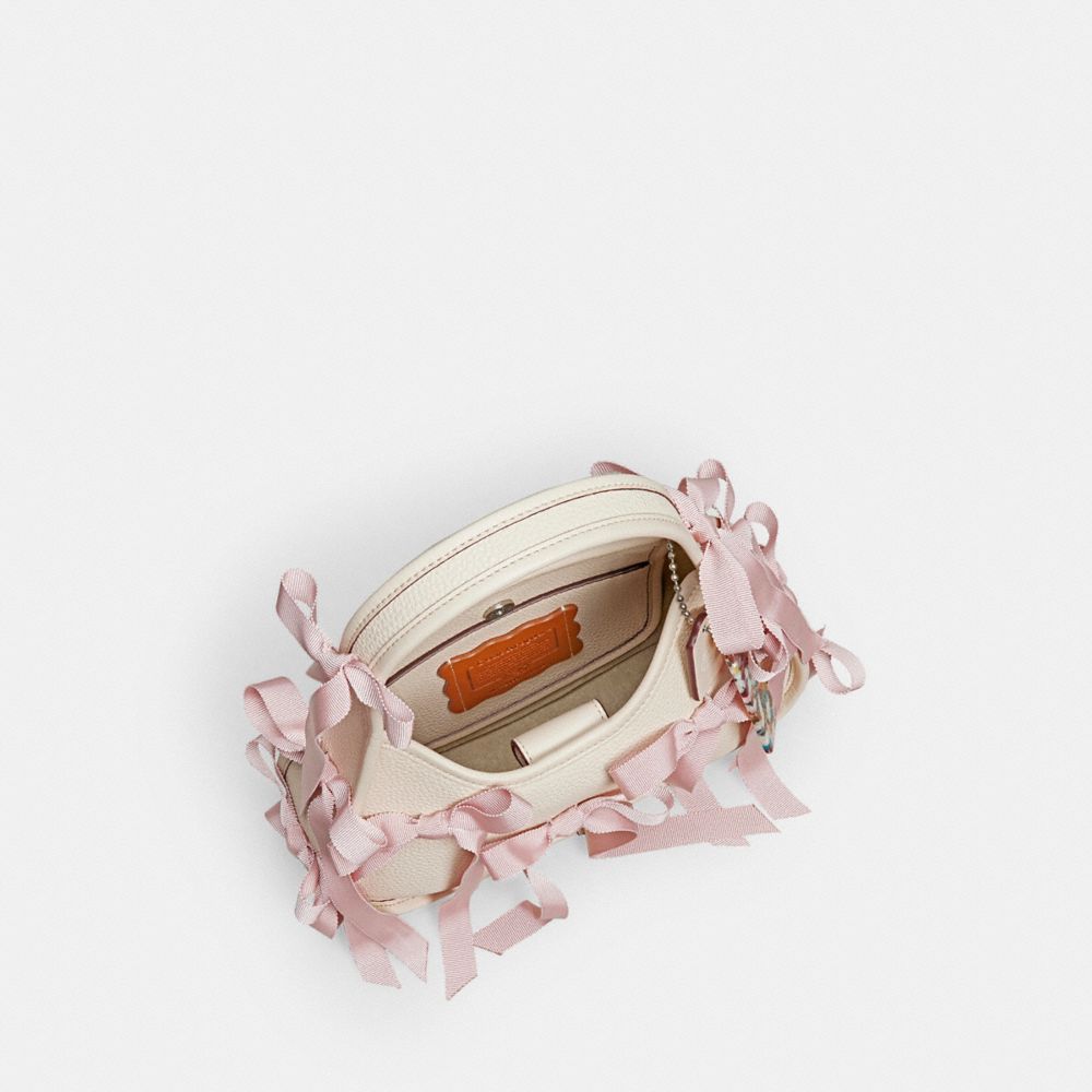 COACH®,Ergo Bag In Coachtopia Leather With Allover Bows,Shoulder Bag,Plastic,Embellished,Logo,Embossed,Bow,Day Party,Pink,Inside View,Top View