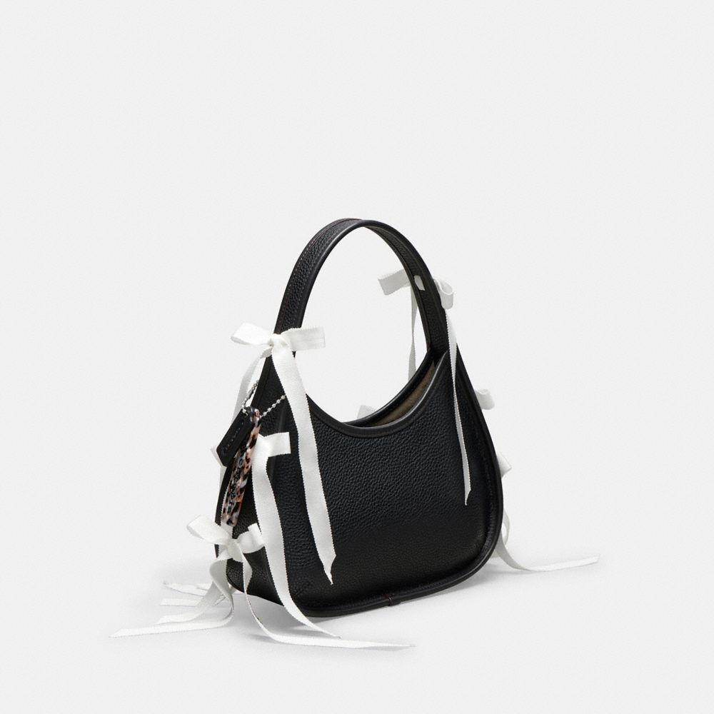 Coach Ergo Bag In Topia Leather With Allover Bows In Black/white