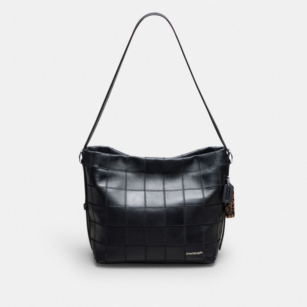 Black Alter Ego Hobo Bag In Checkerboard Upcrafted Leather