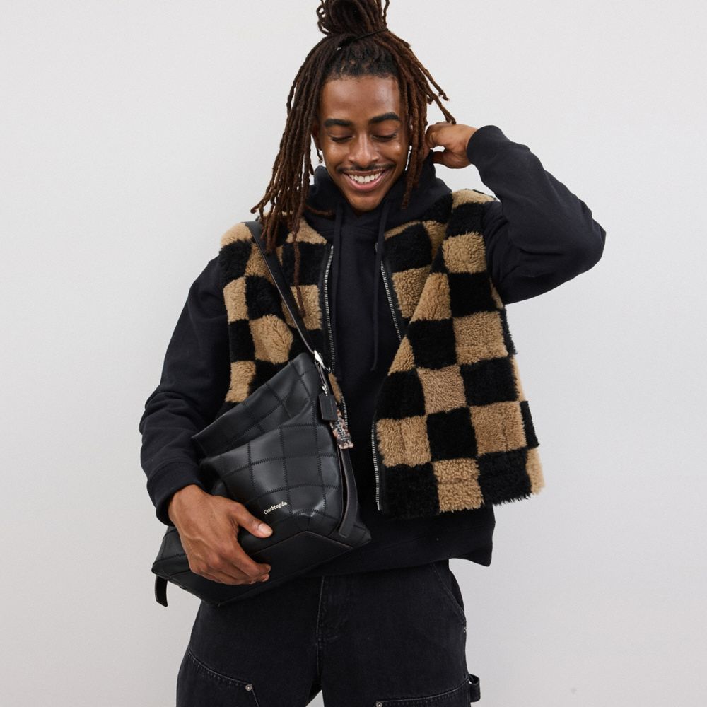 Shop Coach Alter/ego Hobo Bag In Checkerboard Upcrafted Leather In Black