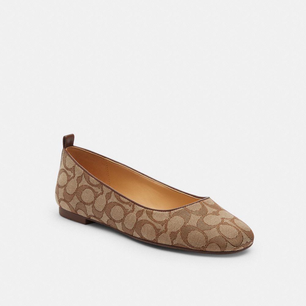 Khaki Dark Saddle Wendie Ballet In Signature Jacquard