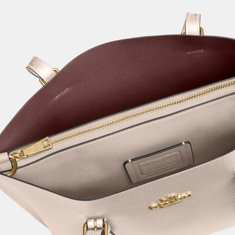 COACH®,Mollie Tote Bag 25,Leather,Crossbody,Logo,Metal,Work,Day Party,Cream,Closer View