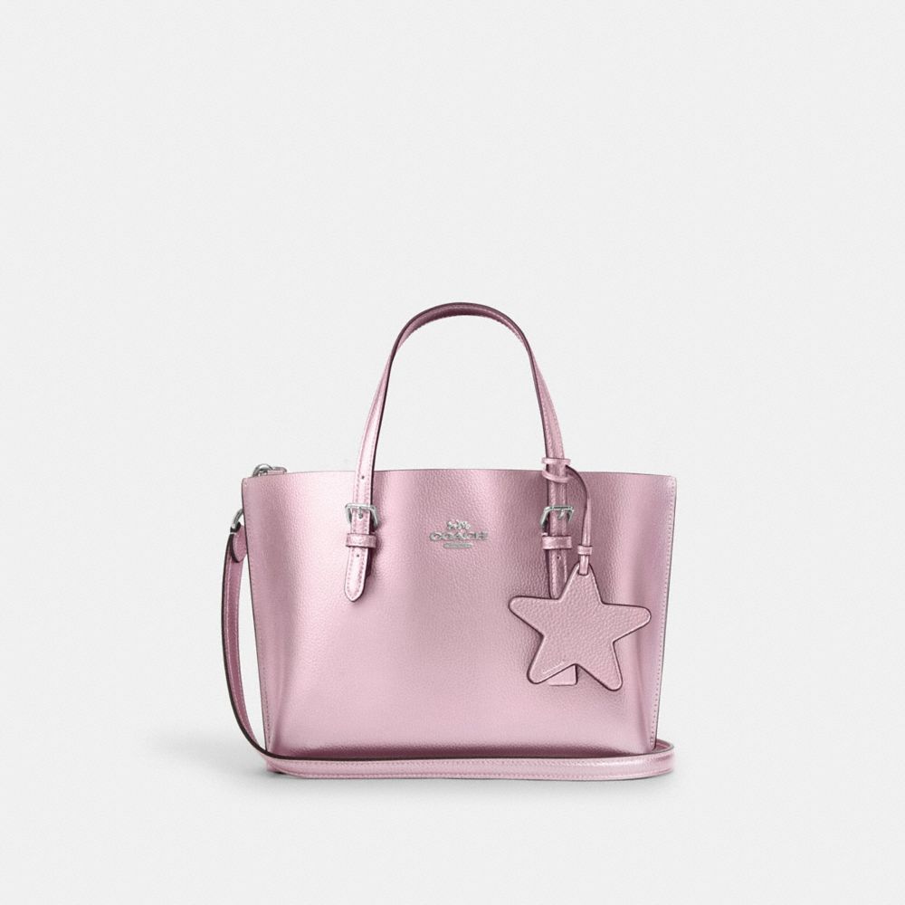 COACH®,Mollie Tote Bag 25,Leather,Crossbody,Logo,Metal,Work,Day Party,Pink,Front View