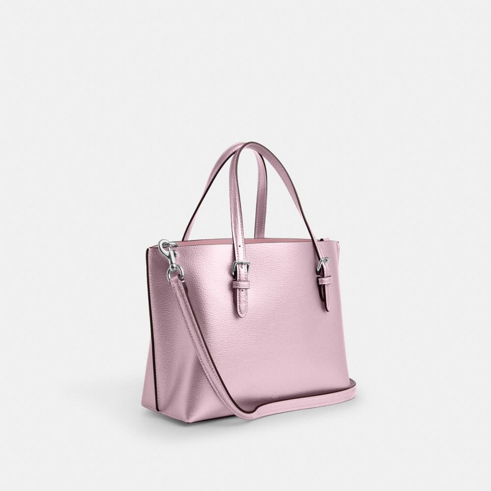COACH®,Mollie Tote Bag 25,Leather,Crossbody,Metal,Logo,Work,Day Party,Pink,Angle View