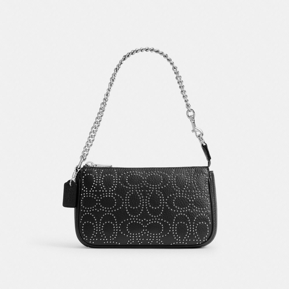 COACH®,Cuir innovant,Argenté/Noir,Front View