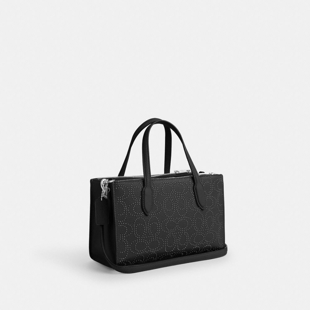 COACH®,Cuir innovant,Argenté/Noir,Angle View