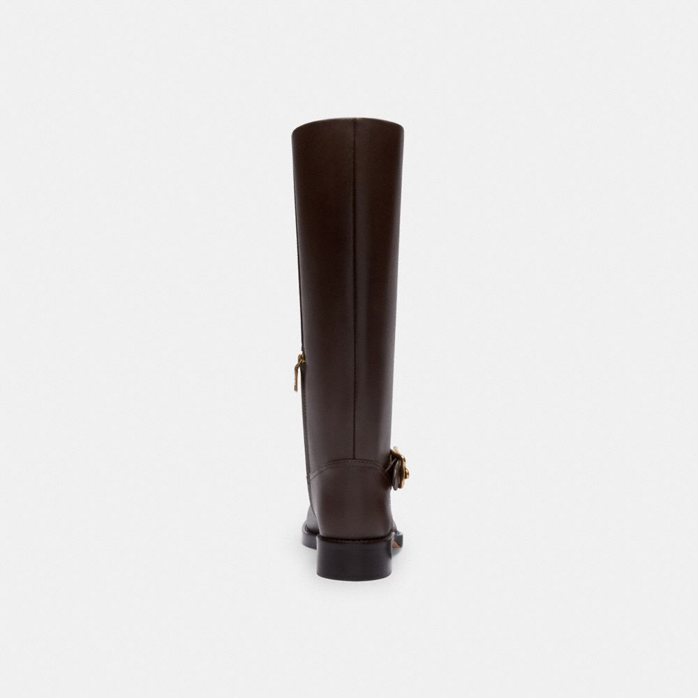 COACH®,Madeline Extended Calf Boot,Rubber,Leather,Riding,Traction,Pull Tab,Casual,Brown,Alternate View