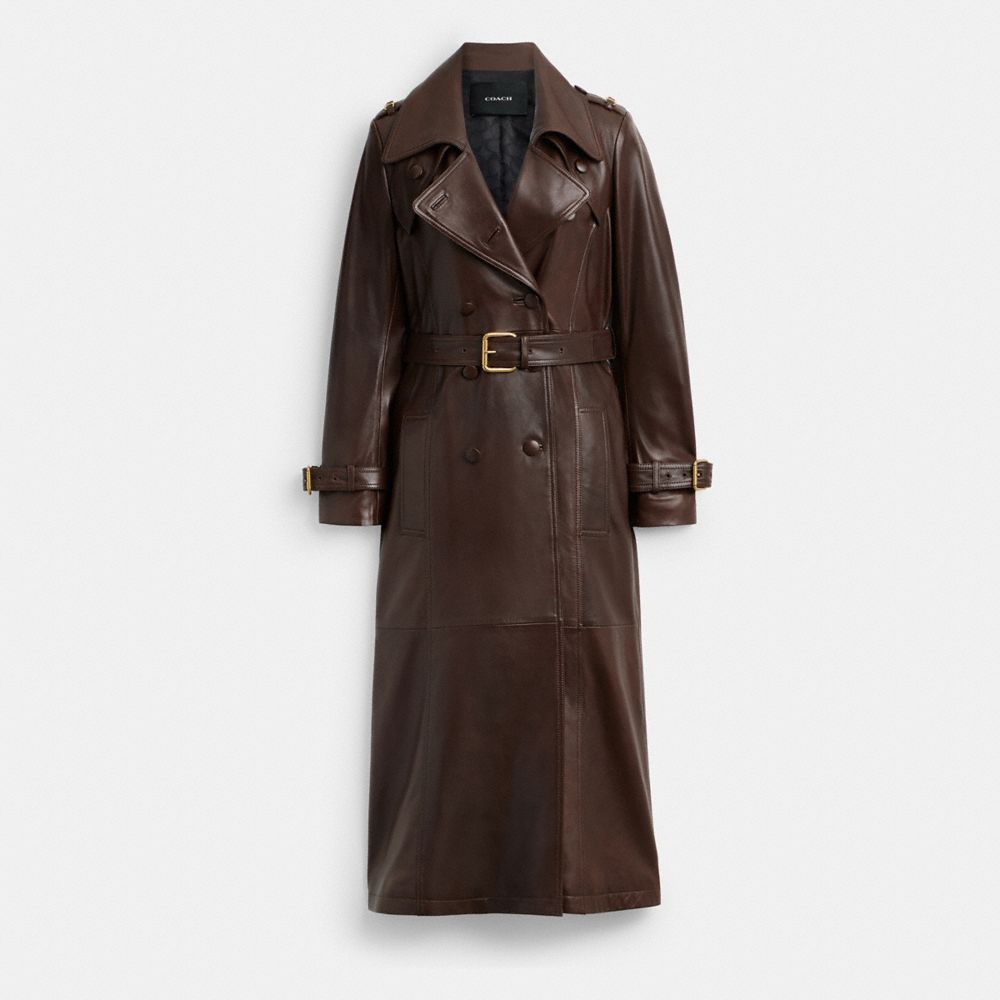 Leather trench best sale