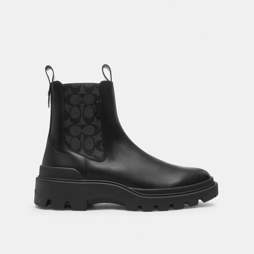 Coach Colson Boot With Signature In Graphite/black