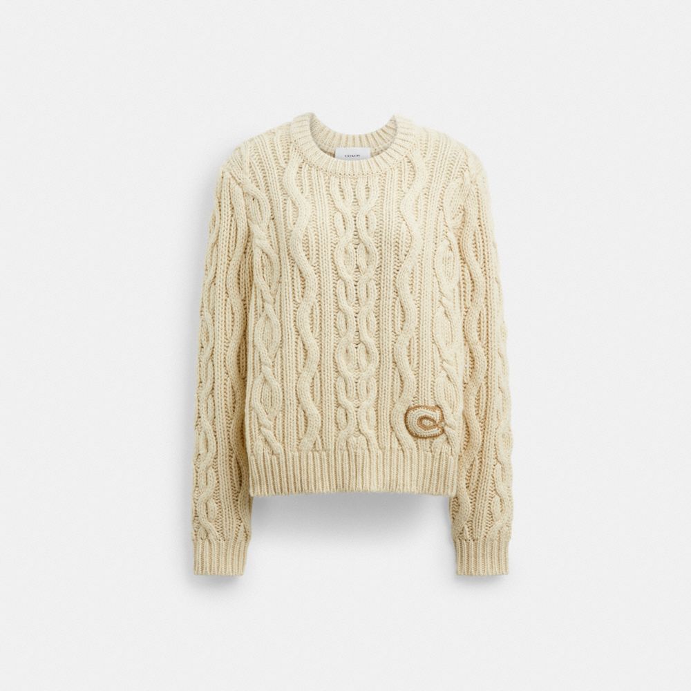 COACH®,Cable Knit Crewneck Sweater,,Front View image number 0