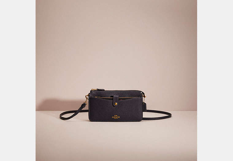 COACH®,RESTORED NOA POP-UP MESSENGER WITH BLOCKED FLORAL PRINT,Polished Pebble Leather,Brass/Black Multi,Front View