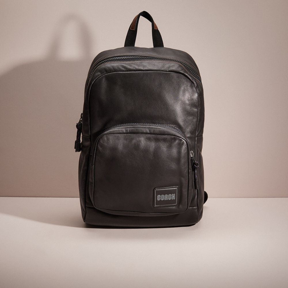 COACH®,RESTORED PACER TALL BACKPACK WITH COACH PATCH,Smooth Leather,Black Copper/Black,Front View