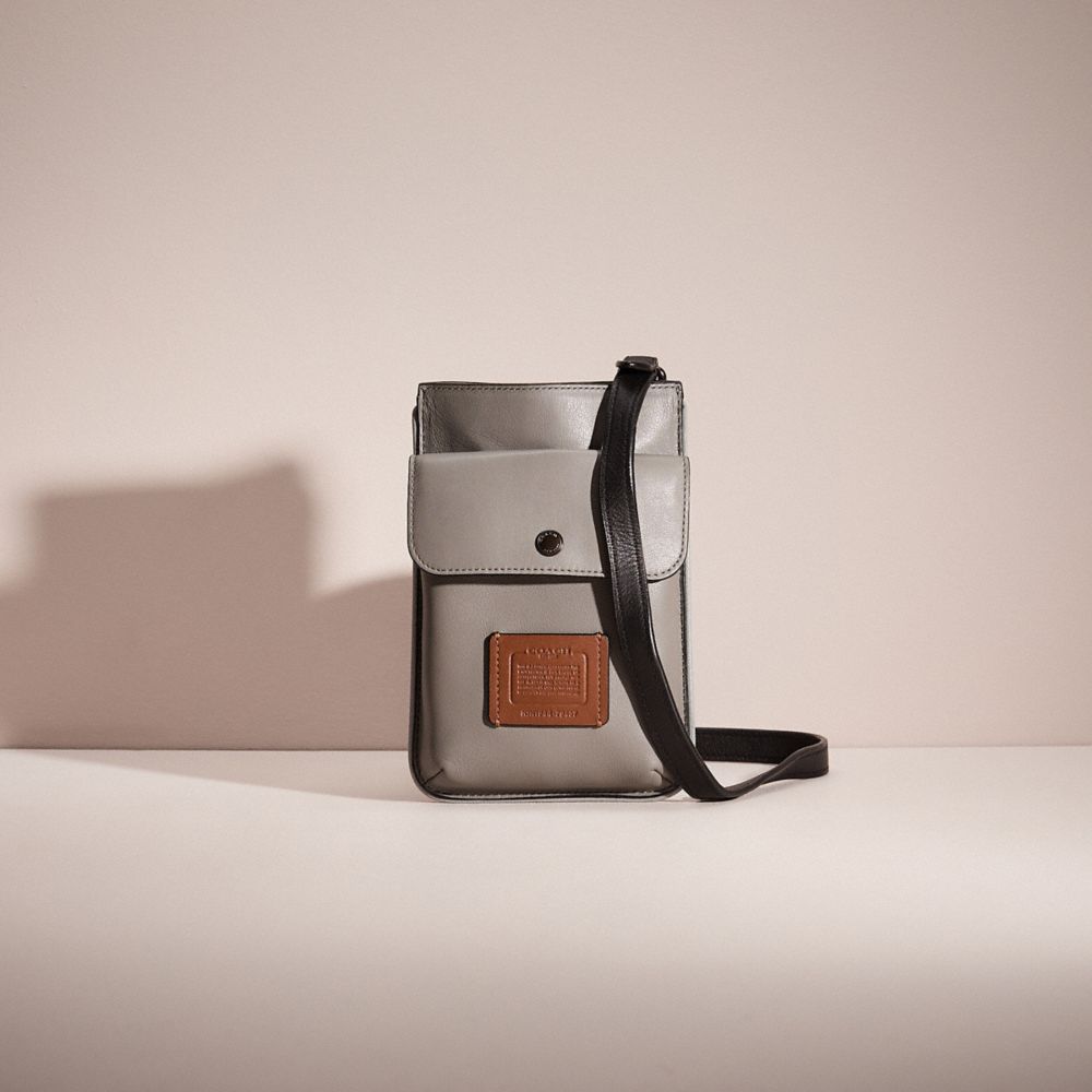 COACH®,RESTORED HYBRID POUCH IN COLORBLOCK,Smooth Leather,Grey/Silver,Front View