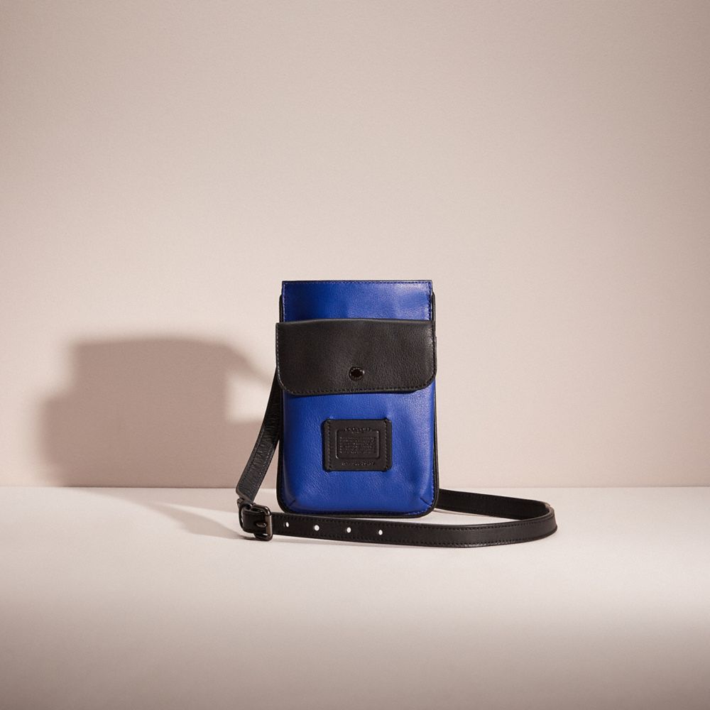 COACH®,RESTORED HYBRID POUCH IN COLORBLOCK,Smooth Leather,Sport Blue/Silver,Front View
