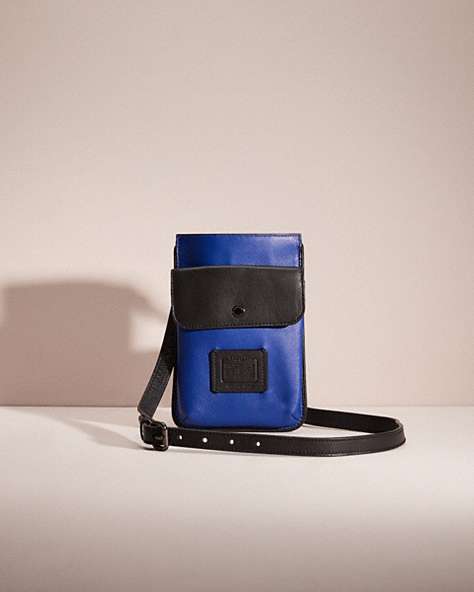 COACH®,RESTORED HYBRID POUCH IN COLORBLOCK,Smooth Leather,Sport Blue/Silver,Front View