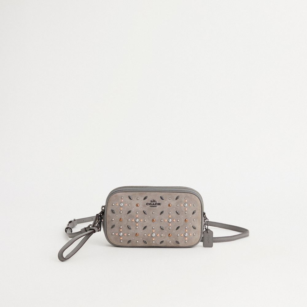 COACH®,Restored Sadie Crossbody Clutch With Prairie Rivets,,Front View