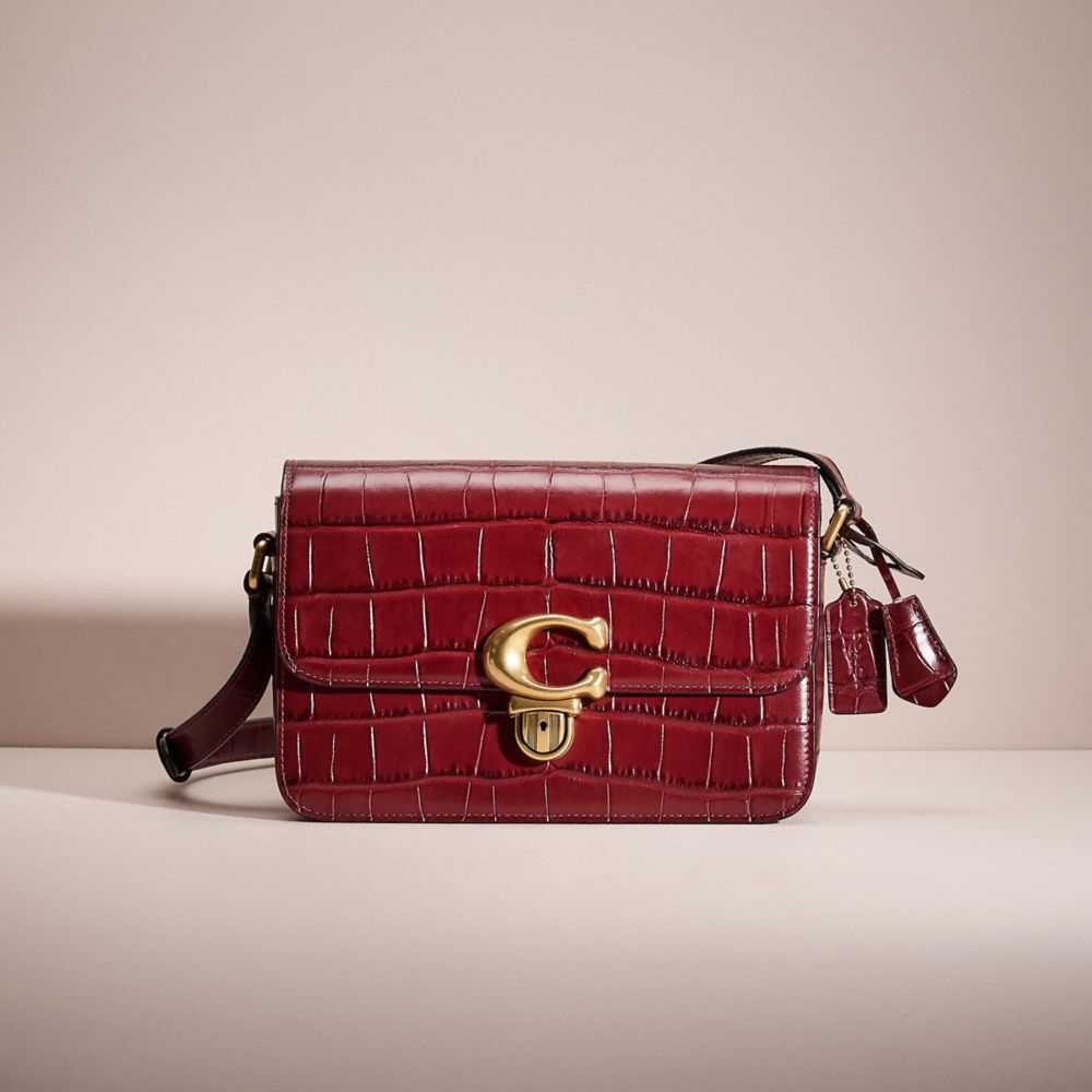 coach studio croc embossed leather shoulder bag