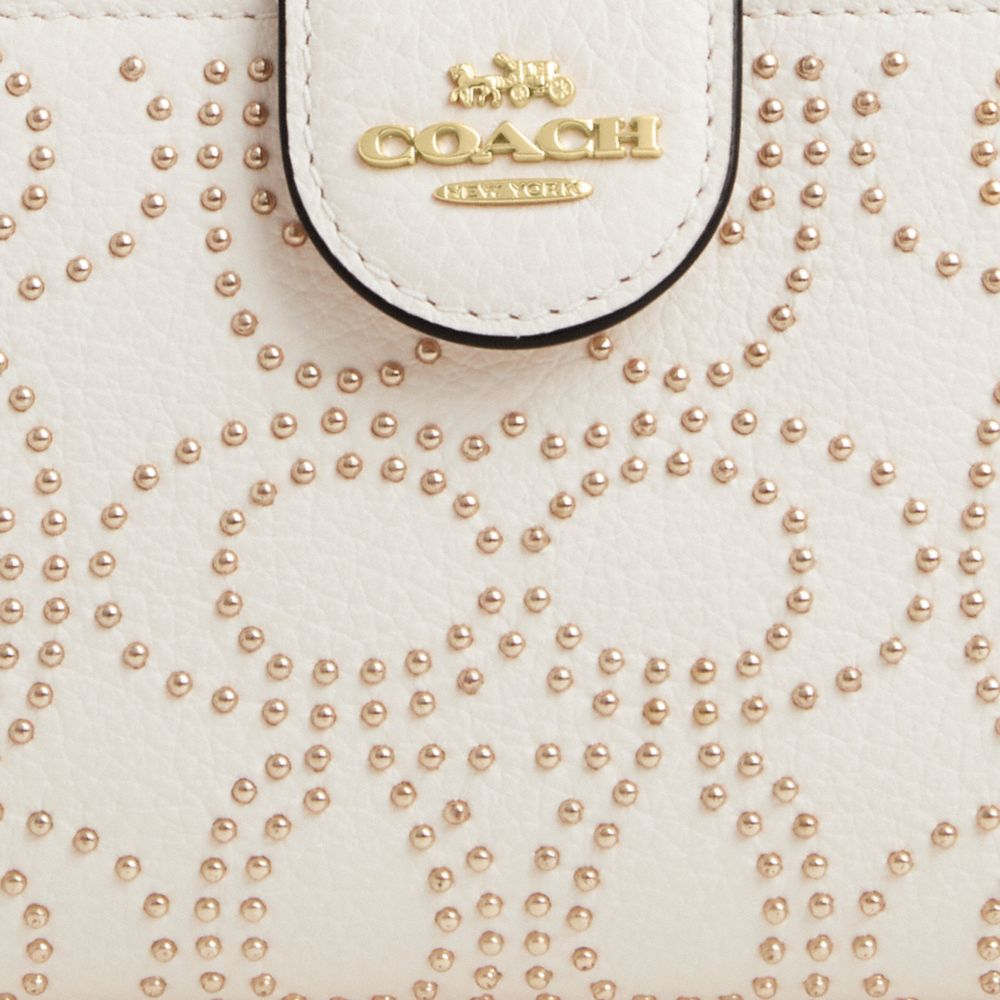 COACH®,Medium Corner Zip Wallet With Signature Rivets,