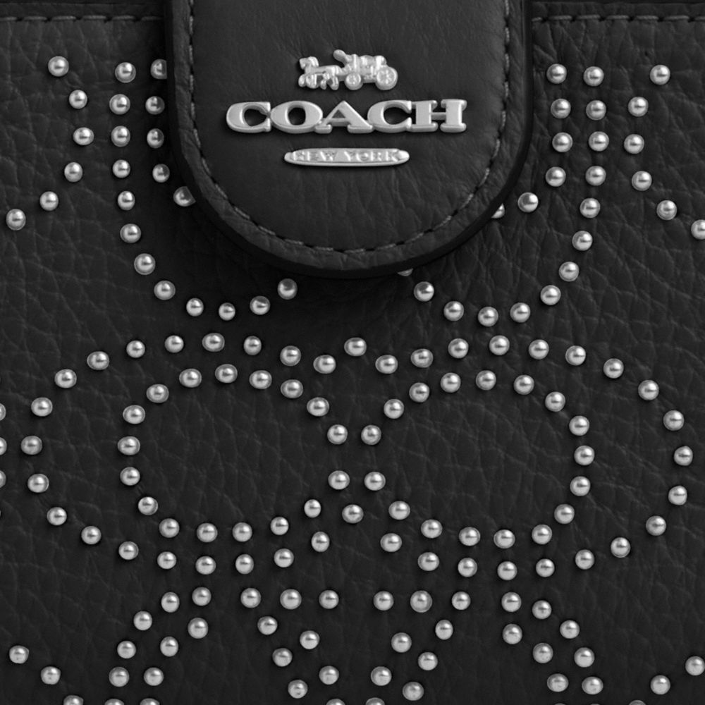 COACH®,Medium Corner Zip Wallet With Signature Rivets,