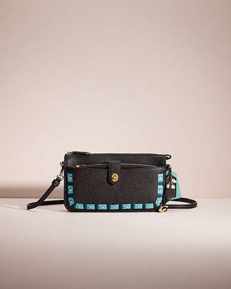 COACH®,UPCRAFTED NOA POP-UP MESSENGER,Polished Pebble Leather,Mini,Brass/Black,Front View
