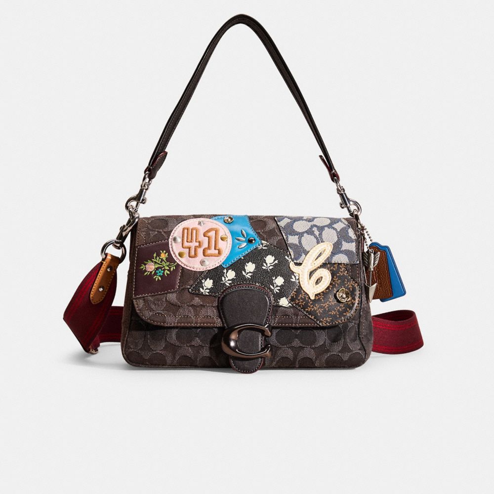 COACH®,UPCRAFTED SOFT TABBY SHOULDER BAG IN SIGNATURE DENIM,Denim,Medium,Denim Dream,Silver/Black Denim,Front View