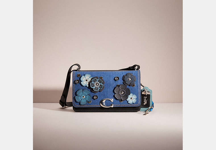 COACH®,UPCRAFTED BANDIT SHOULDER BAG,Refined Calf Leather,Small,Denim Dream,Silver/Black,Front View