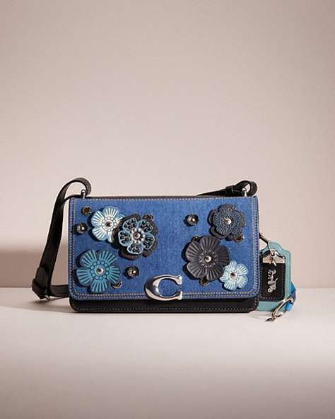 COACH®,UPCRAFTED BANDIT SHOULDER BAG,Refined Calf Leather,Small,Denim Dream,Silver/Black,Front View