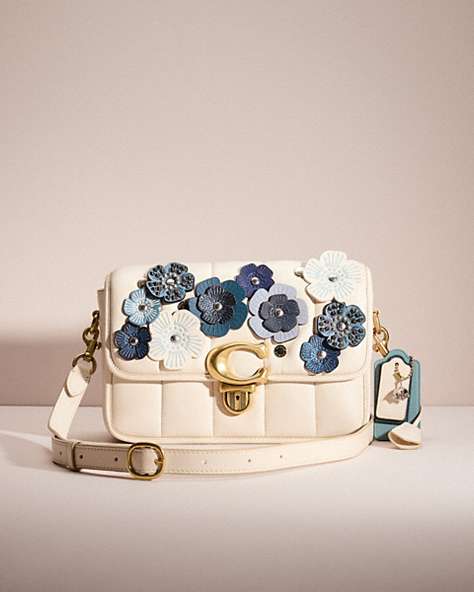 COACH®,UPCRAFTED STUDIO SHOULDER BAG WITH QUILTING,Nappa leather,Medium,Denim Dream,Brass/Chalk,Front View