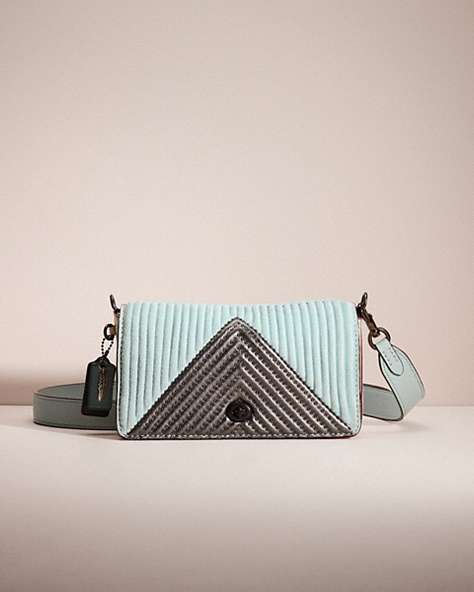 COACH®,UPCRAFTED DINKY,Glovetanned Leather,Mini,Denim Dream,Pewter/Chalk,Front View