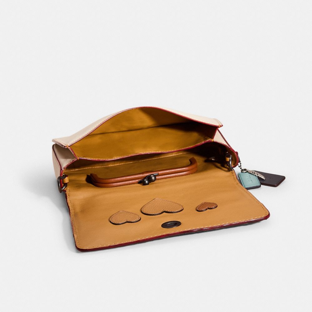 COACH®,Upcrafted Dinky,Leather,Lining Leather,Crossbody,Plastic,Feather,Ribbed,Color Block,Day Party,Multi Color,Inside View,Top View