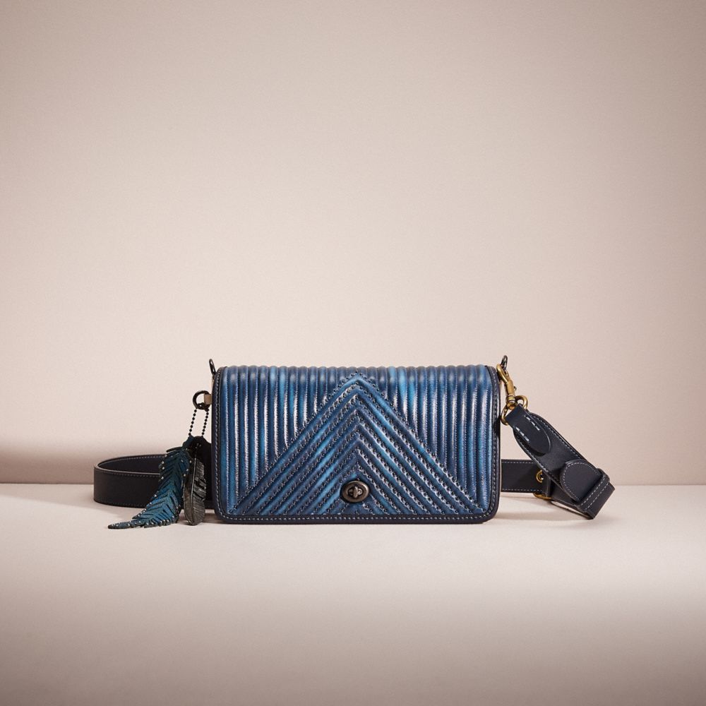 COACH®,UPCRAFTED DINKY,Glovetanned Leather,Mini,Denim Dream,Pewter/Chalk,Front View