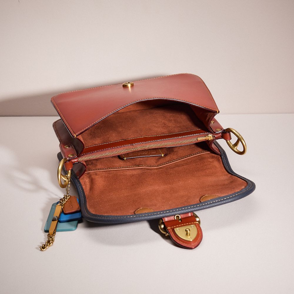 COACH®,UPCRAFTED BEAT SHOULDER BAG,Signature Coated Canvas,Medium,Denim Dream,Brass/Tan/Rust,Inside View,Top View