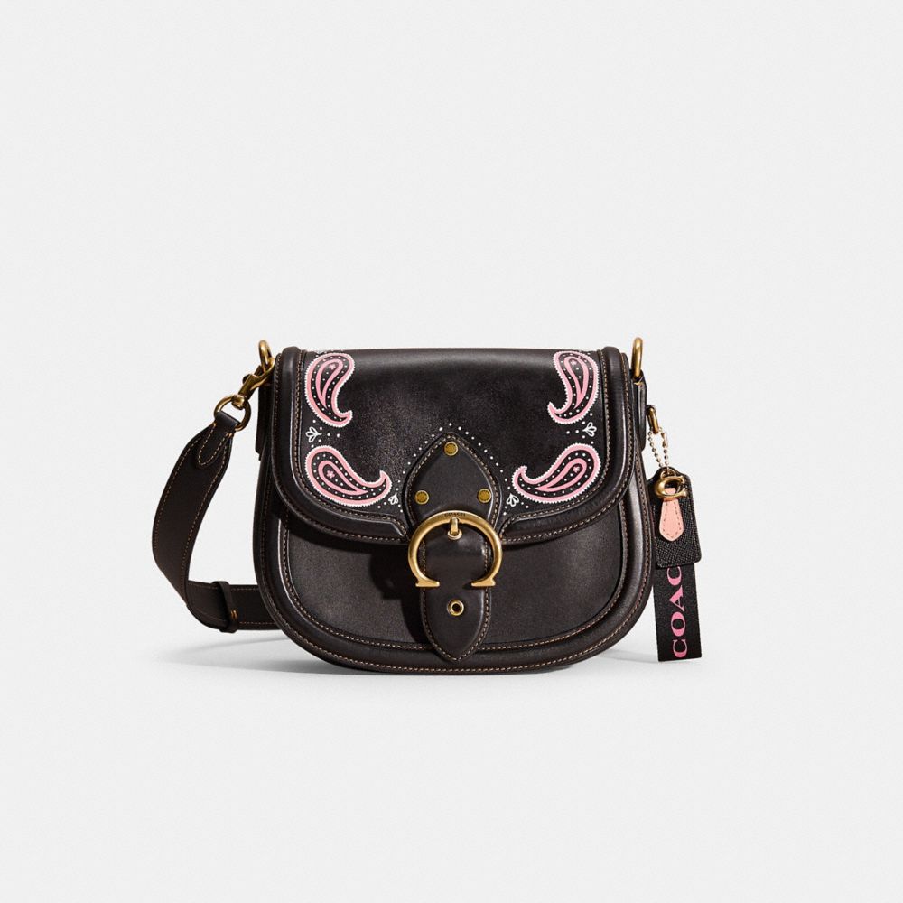 COACH®,UPCRAFTED BEAT SADDLE BAG,Glovetanned Leather,Medium,Denim Dream,Brass/Black,Front View