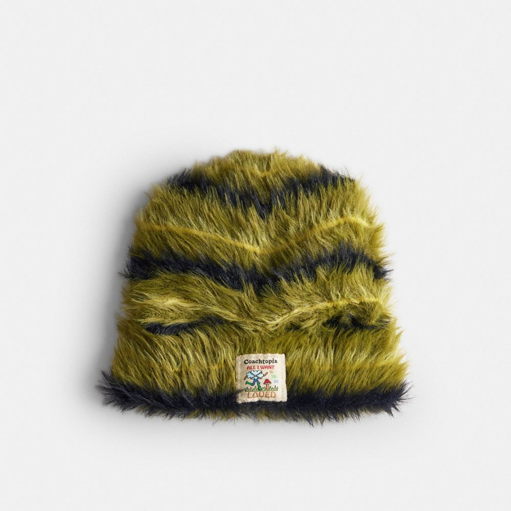 COACH®,Fuzzy Knit Beanie,,Front View