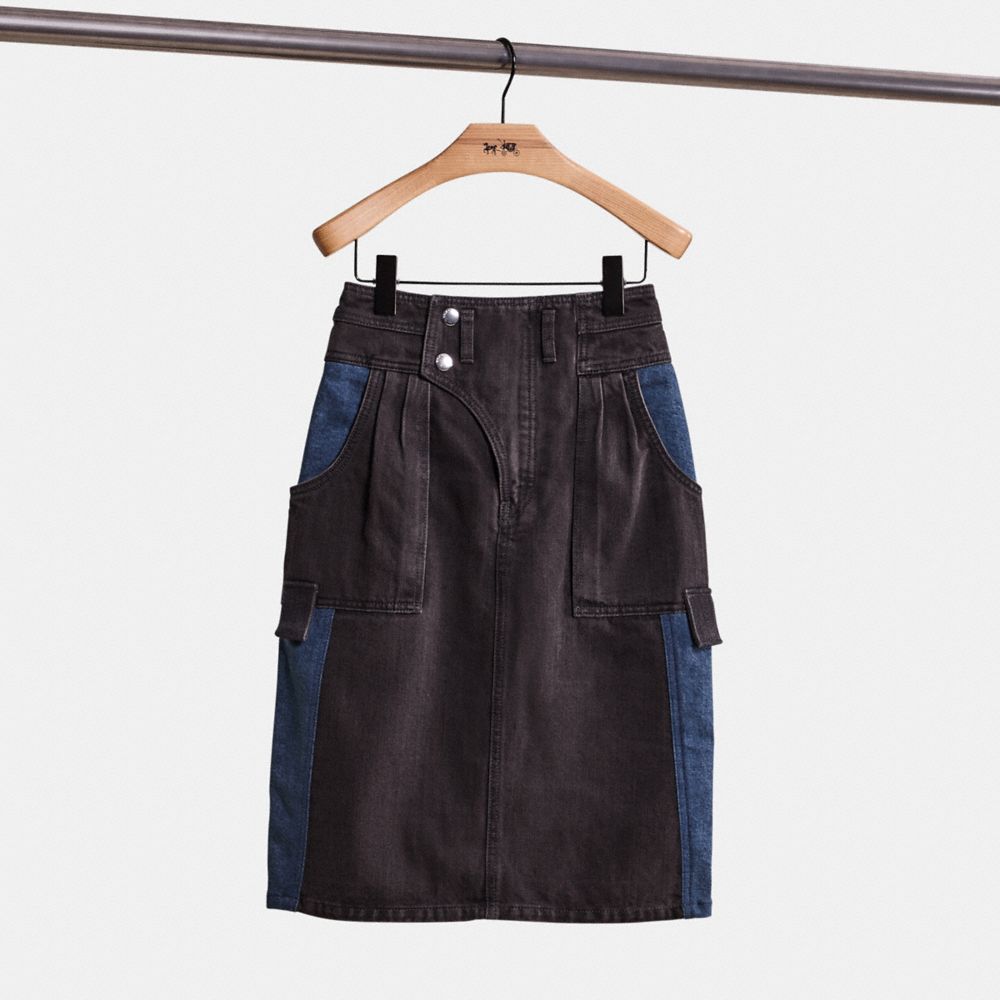 Cotton denim skirts with pockets best sale