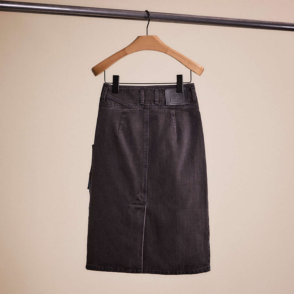 Shop Coach Restored Denim Skirt In Black