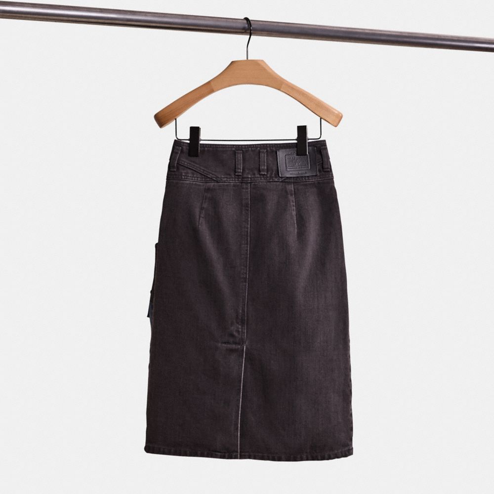 Shop Coach Restored Denim Skirt In Black